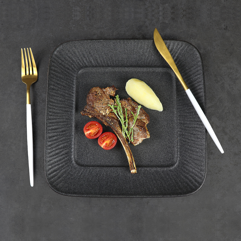 ブラックスクエアディナープレート磁器レストラン食器