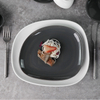 磁器食器 Eestaurant Terr スワール マーク グレー マット ホワイト 不規則な正方形プレート 