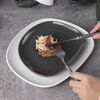 磁器食器 Eestaurant Terr スワール マーク グレー マット ホワイト 不規則な正方形プレート 