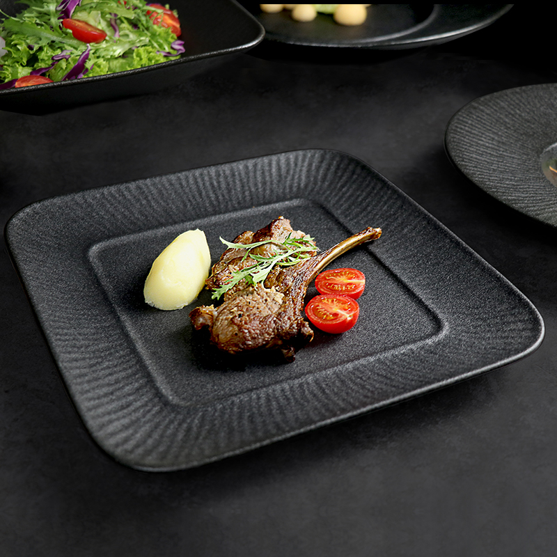 ブラックスクエアディナープレート磁器レストラン食器