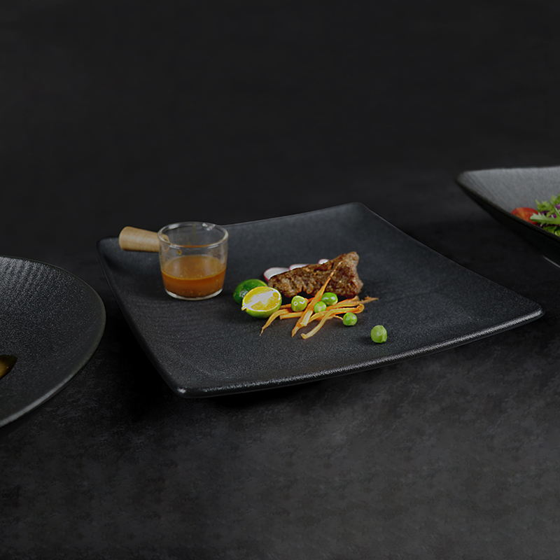 ブラックスクエアディナープレート磁器レストラン食器