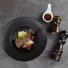 レストラン用ブラックセラミックスーププレートディープパスタプレート食器