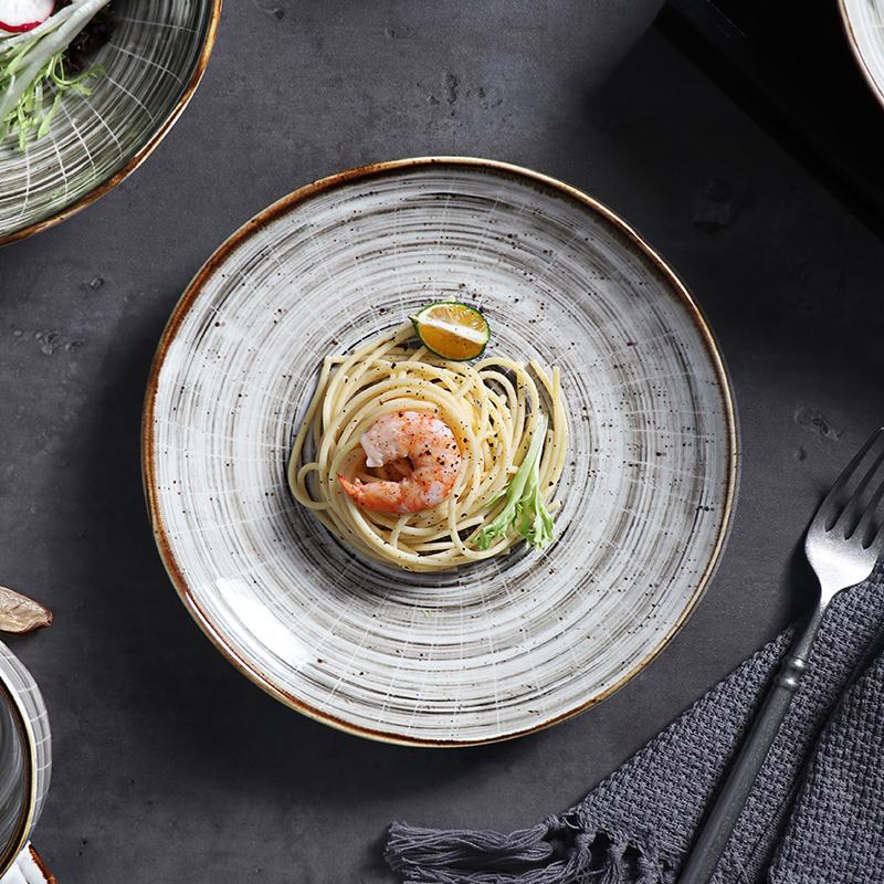 ホテル磁器食器パスタプレートワイドリム 
