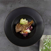レストラン用ブラックセラミックスーププレートディープパスタプレート食器
