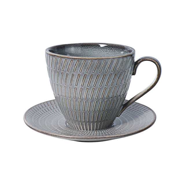 5オンスのグレー磁器コーヒーカップとソーサー販売用