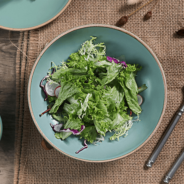 マットグリーンセラミックストーンウェアダイニングウェアセット食器 