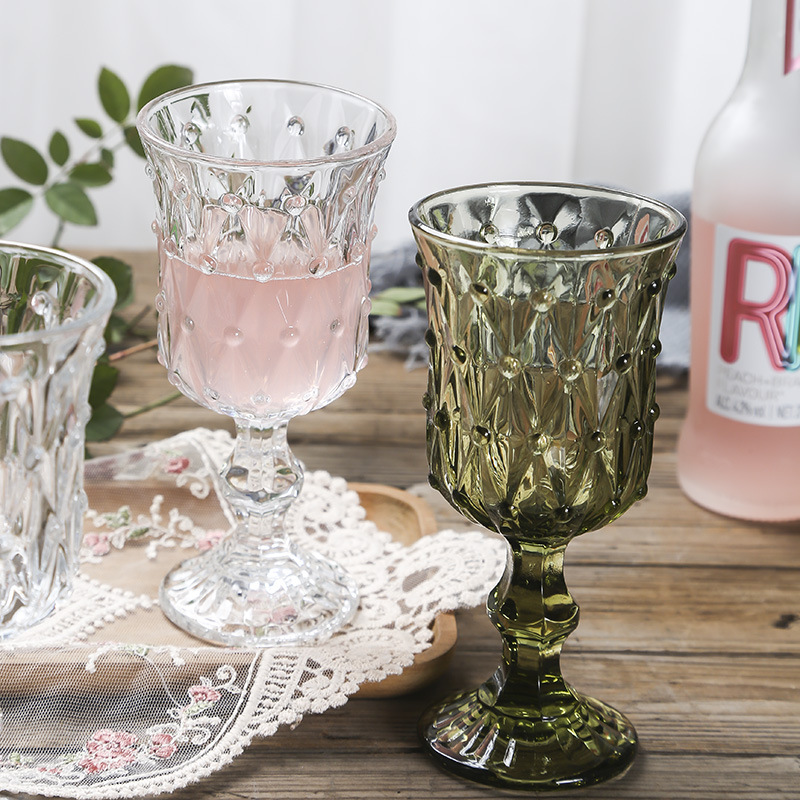 バーグラス レストラン ホーム ギフト セット 7.5オンス ホワイト グリーン色のゴブレット ワイン用