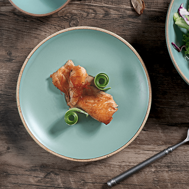 マットグリーンセラミックストーンウェアダイニングウェアセット食器 