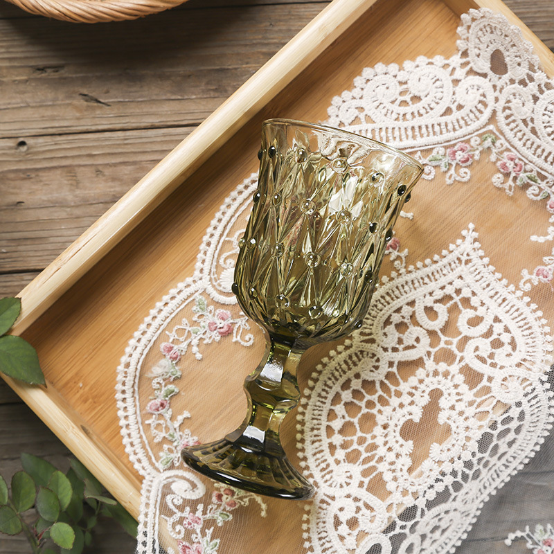 バーグラス レストラン ホーム ギフト セット 7.5オンス ホワイト グリーン色のゴブレット ワイン用