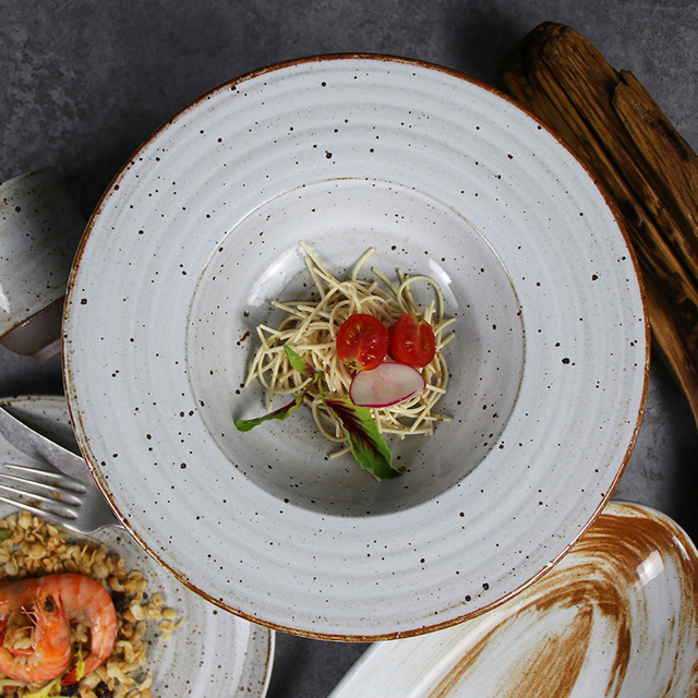 420 ミリリットルスープ食器プレート素朴な陶器パスタ皿食器パスタプレートレストラン用 