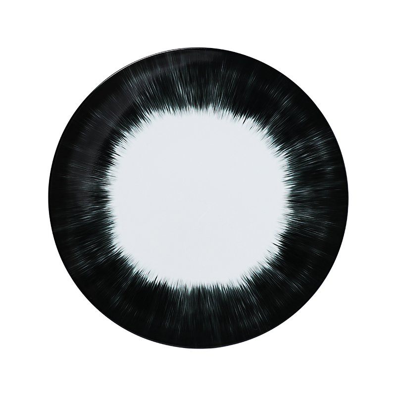 ホテルウェア新しい食器ダイニングプレートシーフードウニデザイン黒と白のボーンチャイナ食器