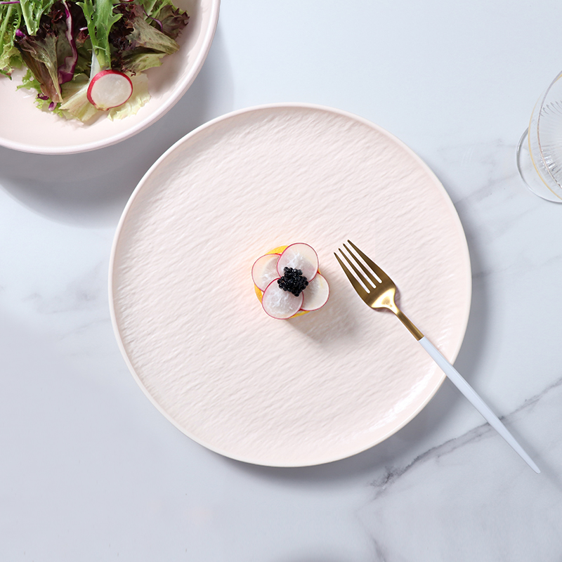 北欧スタイルの高級食器セラミックピンクプレートセット食器磁器食器セット
