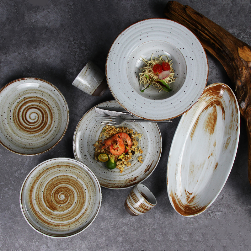 420 ミリリットルスープ食器プレート素朴な陶器パスタ皿食器パスタプレートレストラン用 