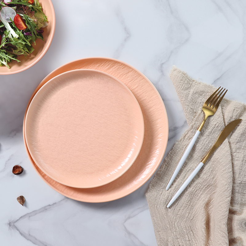 熱い販売ライトピンク食器レストランプレート下釉薬結婚式 Vajilla 食器